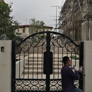 Wrought Iron Gate China Driveway Swing Door Pure Hands Fluorocarbon Paints 30 Year No Fade Peeling HC-G41