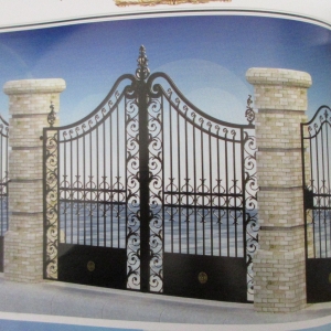 Wrought iron gates manufacturers China garden metal steel driveway swing sliding gate sppliers Hc-g17