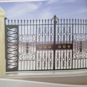 Wrought iron gates manufacturers China garden metal steel driveway swing sliding gate sppliers Hc-g19