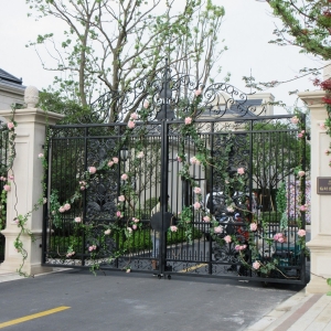 Wrought iron gates manufacturers China garden metal steel driveway swing sliding gate sppliers Hc-g31