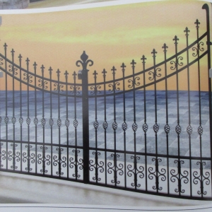 Wrought iron gate manufacturers China garden metal steel driveway swing sliding gates sppliers Hc-g32