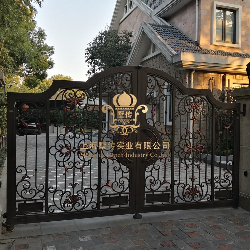 Wrought Iron Gate Manufacturers China Garden Metal Steel Driveway Swing Sliding Gates Fence Suppliers HC-Eg43