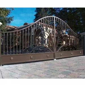 Driveway Wrought Iron Gates Manufacturers China Garden Metal Steel Aluminum Gates Door Railings Balustrades Fences Suppliers HC-Eg41