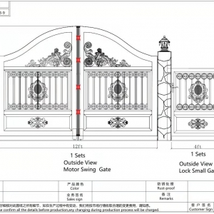 USA Villa Heart Wrought Iron Driveway Sliding Gate Design 2