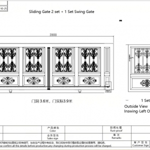 USA Villa Heart Wrought Iron Driveway Sliding Gate Design 12 Ft  