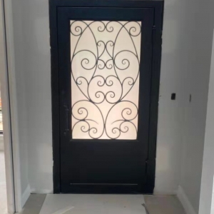 Export Au Frosted Single Wrought Iron Door Installed Photos