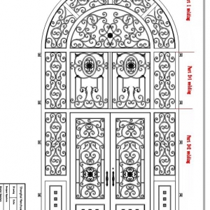 Export USA  Wrought Iron Railing Door CAD Design 3